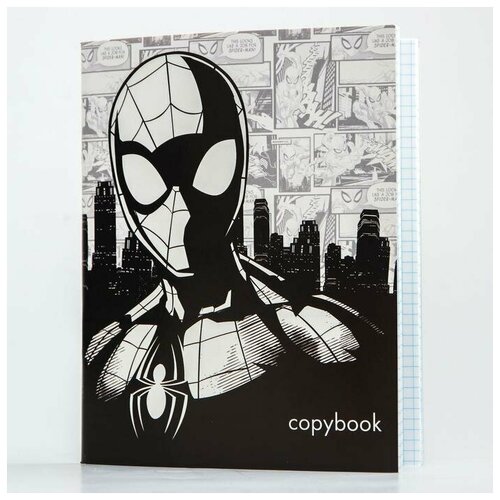 Тетрадь 48 листов в клетку, картонная обложка Супергерой, Человек-паук