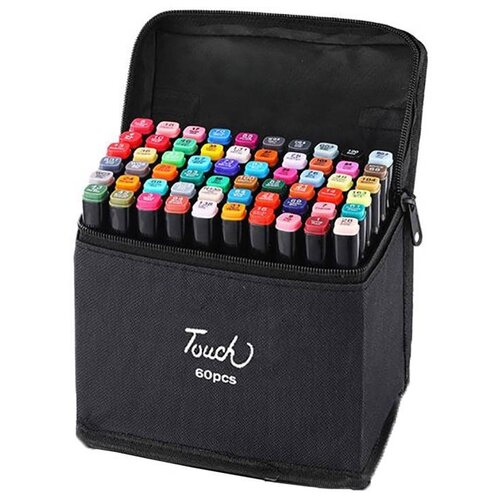 фото Набор художественных двухсторонних маркеров touch в сумке 60 цветов