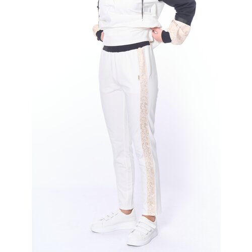 фото Брюки liu jo, повседневный стиль, карманы, манжеты, размер s, золотой, белый