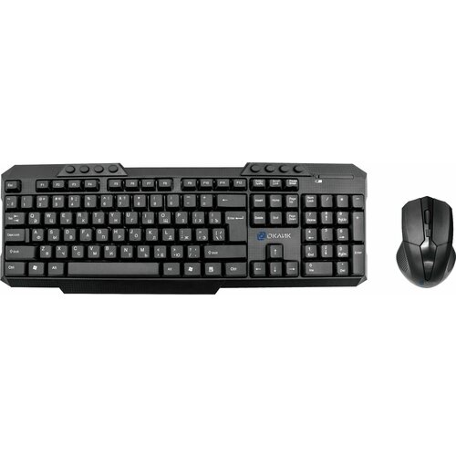 Клавиатура и мышь Оклик 205MK, черный, USB, беспроводная Multimedia