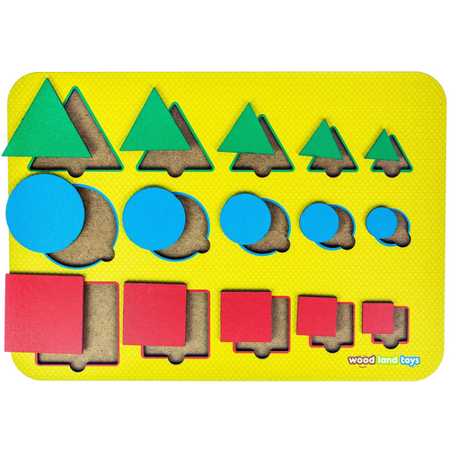 фото Деревянная рамка-вкладыш "больше-меньше 1", развивающая игра для малышей по методике монтессори woodland