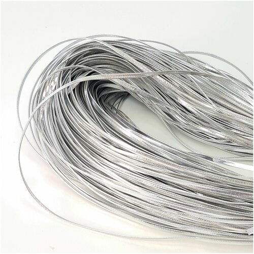 Шнур из глянцевого кожзама 3 мм серебряный 5 м