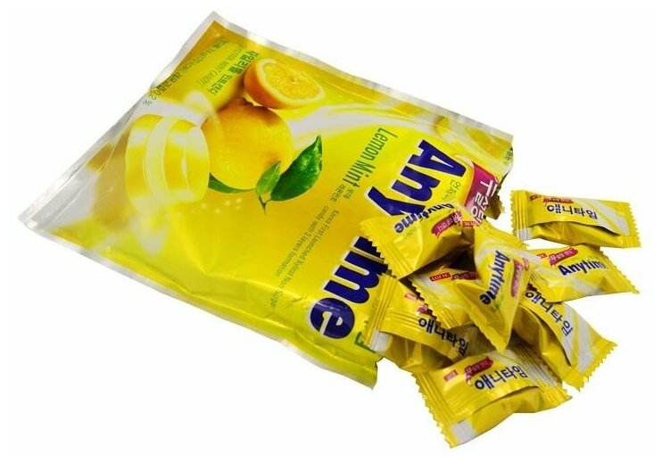 Карамель с ксилитолом без сахара Lotte Anytime Lemon Mint со вкусом лимона и мяты (Корея), 74 г - фотография № 7