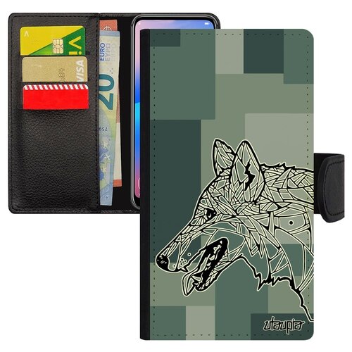 фото Чехол книжка на телефон apple iphone 7 plus, "волк" зверь хищник utaupia