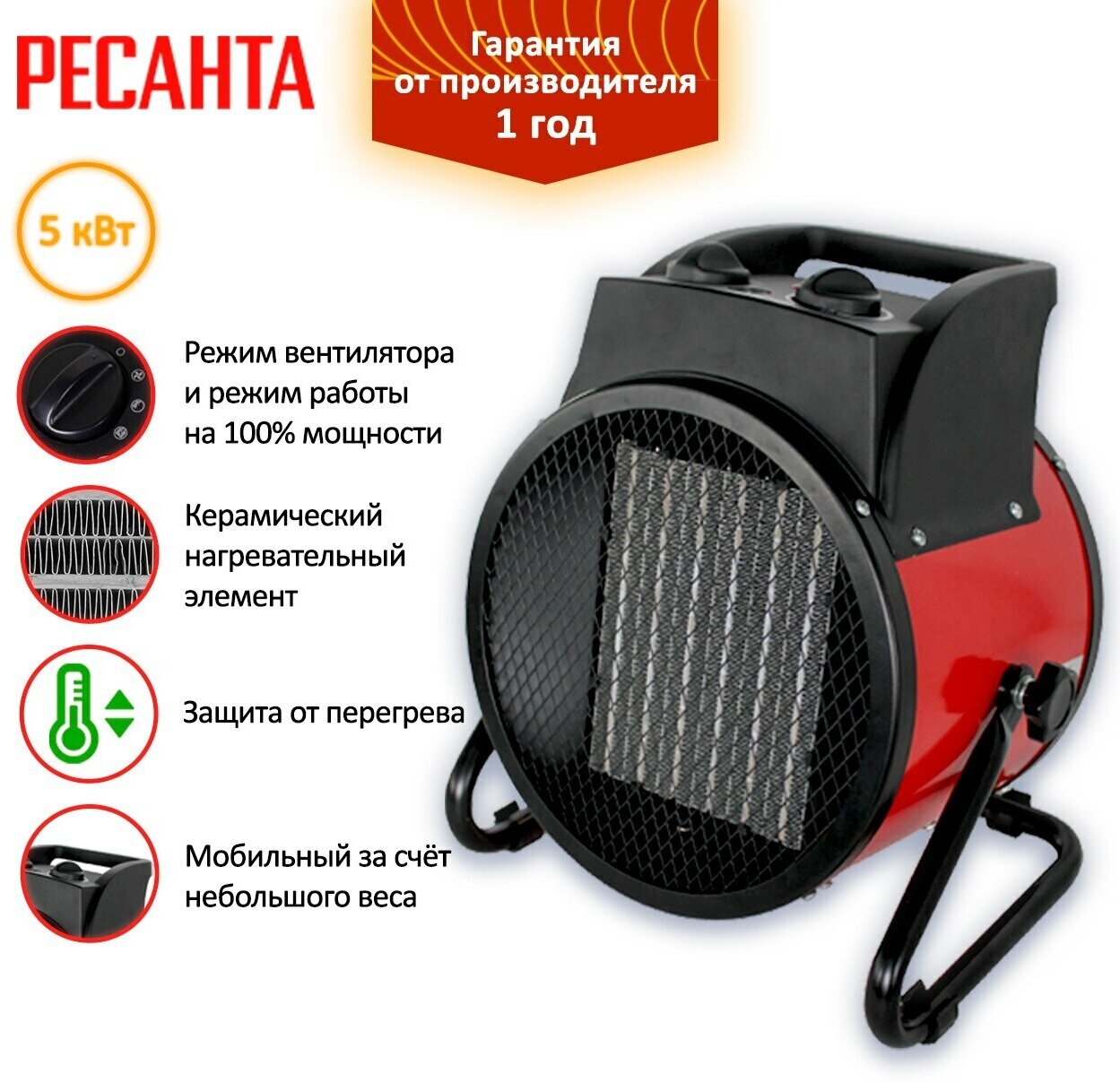 Электрическая тепловая пушка Ресанта - фото №15