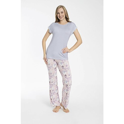 фото Пижама , брюки, футболка, короткий рукав, трикотажная, размер xl, фиолетовый confeo