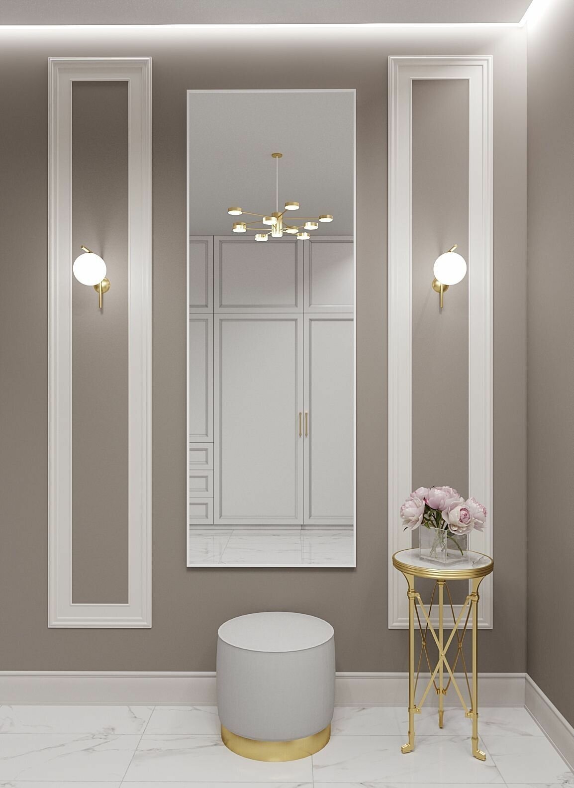 Зеркало в алюминиевой раме настенное ONE MIRROR 180х60 см. Белое