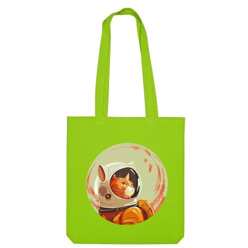 Сумка шоппер Us Basic, зеленый сумка рыжий кот космонавт белый