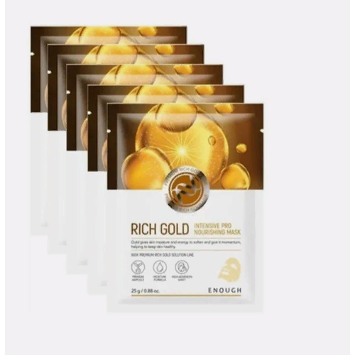 Enough Маска тканевая с 24K золотом - Premium rich gold intensive pro nourishing mask, 10шт*25мл iroha nature gold collagen hydra firming face mask увлажняющая и укрепляющая тканевая маска с золотом и коллагеном 25мл