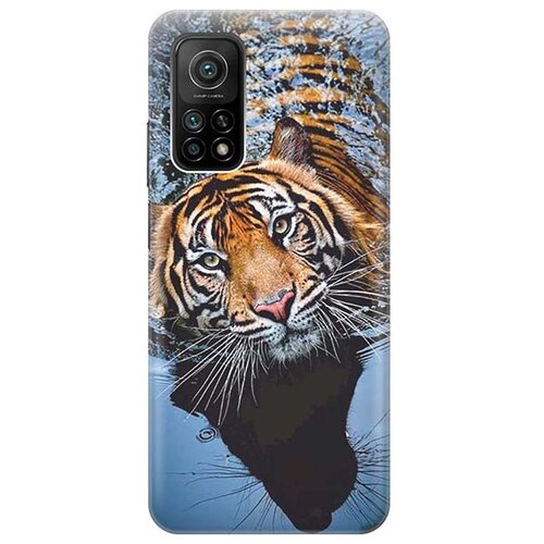 фото Чехол - накладка artcolor для xiaomi mi 10t с принтом "тигр купается" re:pa