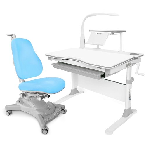 фото Комплект mealux стол + стул evo-30 (y-418) 90x65 см белый/серый/голубой