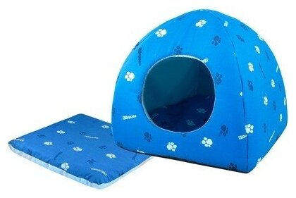 Дарелл 9631 мягкий юрта домик для кошек и собак текстиль синий 36х36х35 см