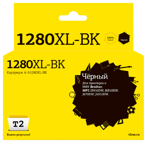 T2 Струйный картридж IC-B1280XL-BK (LC-1280XLBK/1280) для принтеров Brother, черный