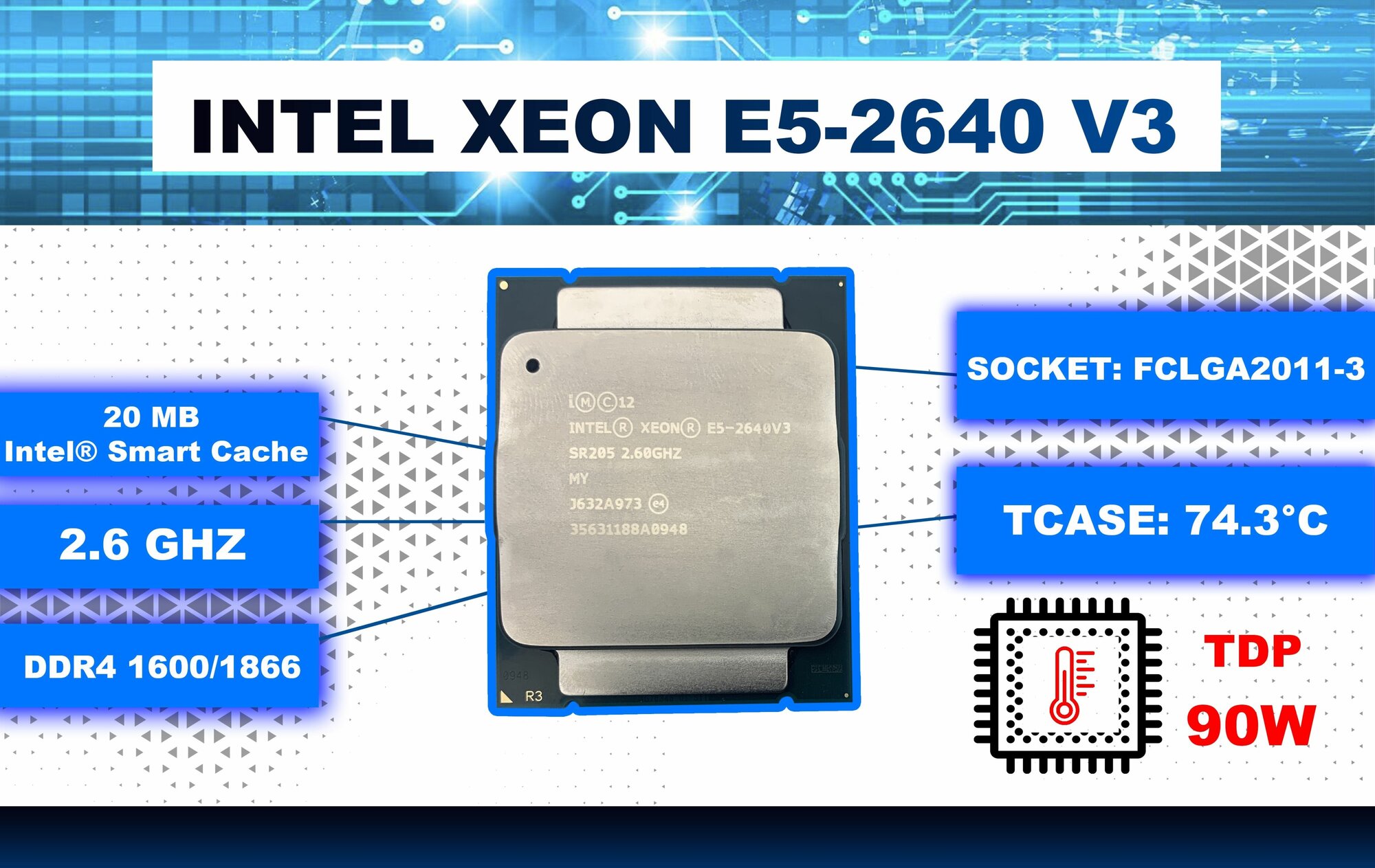 Процессор Intel Xeon E5 2640v3 OEM (без кулера)