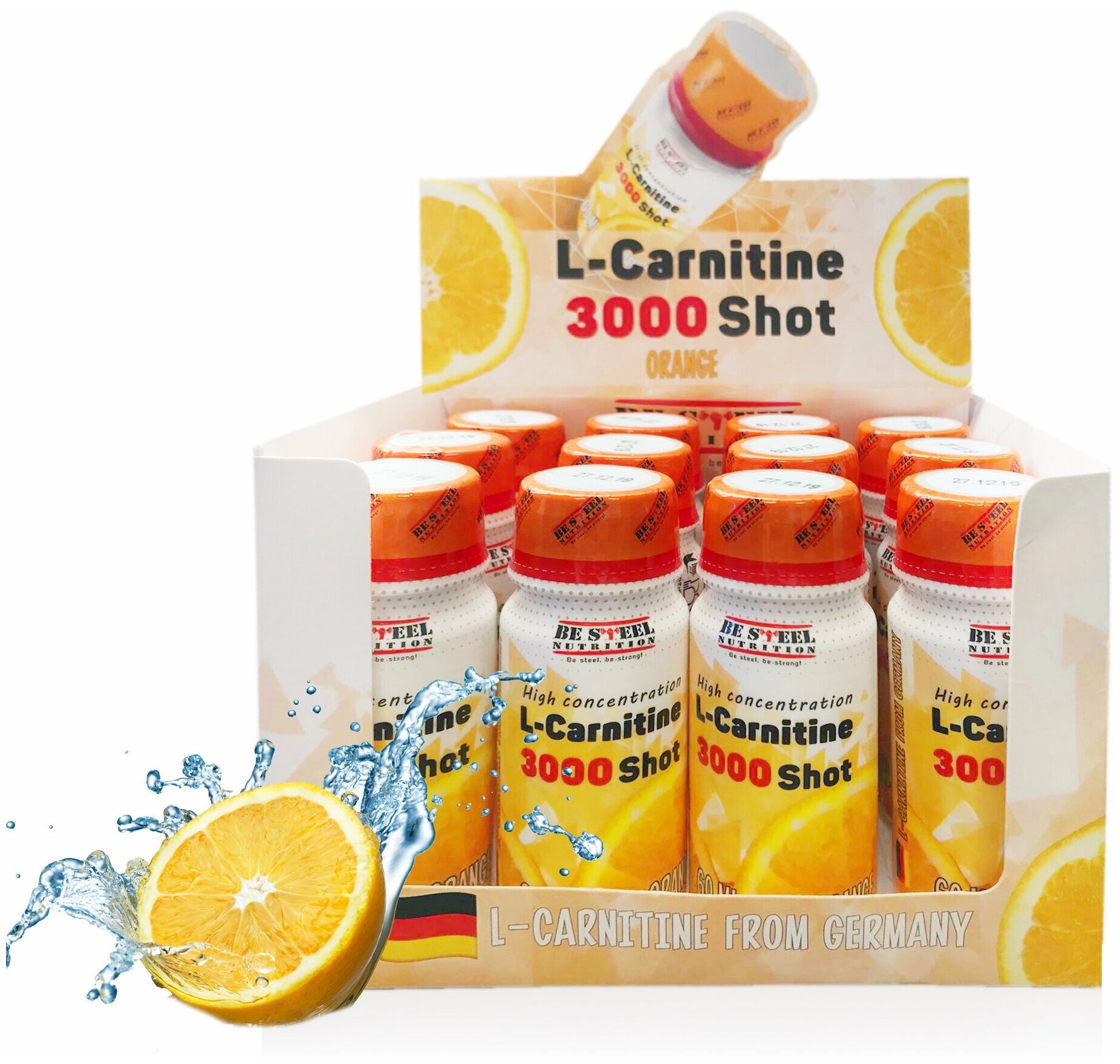 Л-карнитин L-Carnitine 3000 мг 12шот*60мл (апельсин)