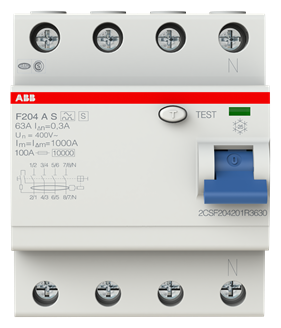 ABB F204 A S-63/0,3 УЗО селективное 4-x полюсное 63А 300мА 10кА тип А 2CSF204201R3630 - фотография № 4