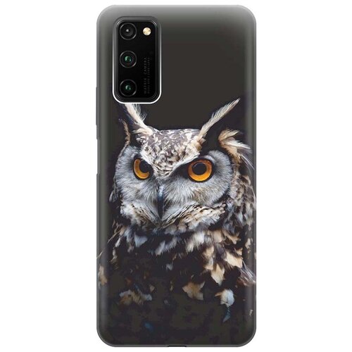 фото Чехол - накладка artcolor для honor view 30 pro с принтом "сова на темном фоне" re:pa