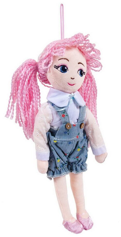 Кукла ABtoys Мягкое сердце, с розовыми волосами в шортах, мягконабивная, 35 см M6025