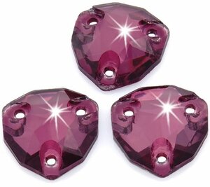 Стразы пришивные хрустальные, стеклянные, форма Триллиант 12х12 мм, Рубин ( светло-рубиновый ) 12 штук, с плоской поверхностью , марка Dongzhou