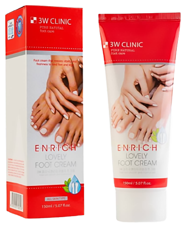 3W Clinic Крем для ног восстанавливающий - Enrich lovely foot treatment, 150мл