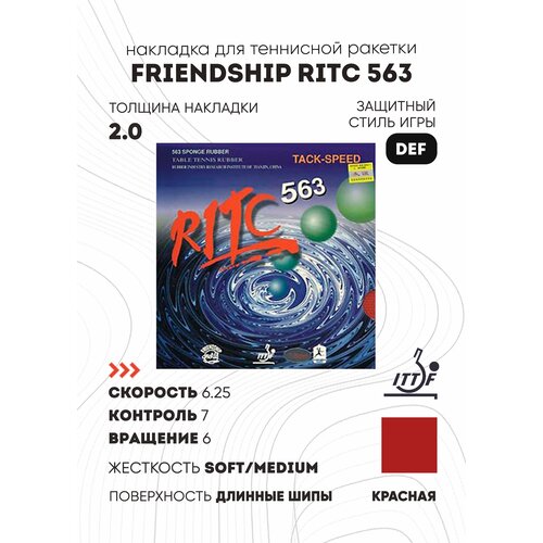 фото Накладка friendship ritc 563 (цвет красный, толщина 2.0) friendship 729