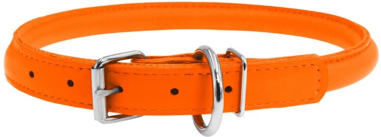 Ошейник "CoLLaR GLAMOUR" круглый, кожаный для собак (ширина 6мм, длина 20-25см) оранжевый