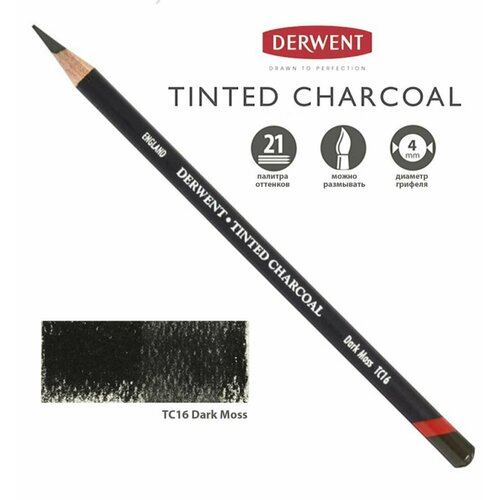 Карандаш угольный Derwent Tinted Charcoal TC16 Dark Moss (Зеленый мох)