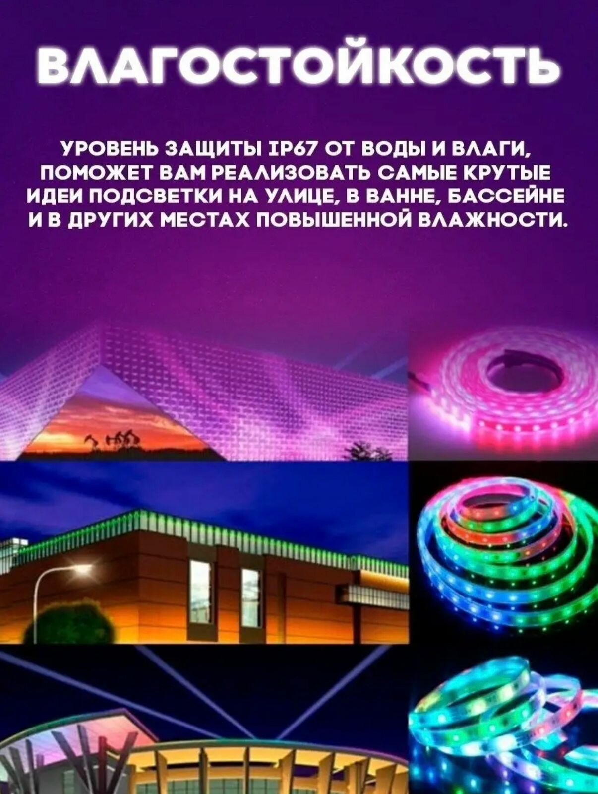 Светодиодная лента с пультом LED RGB цветная /5 метров / влагостойкая