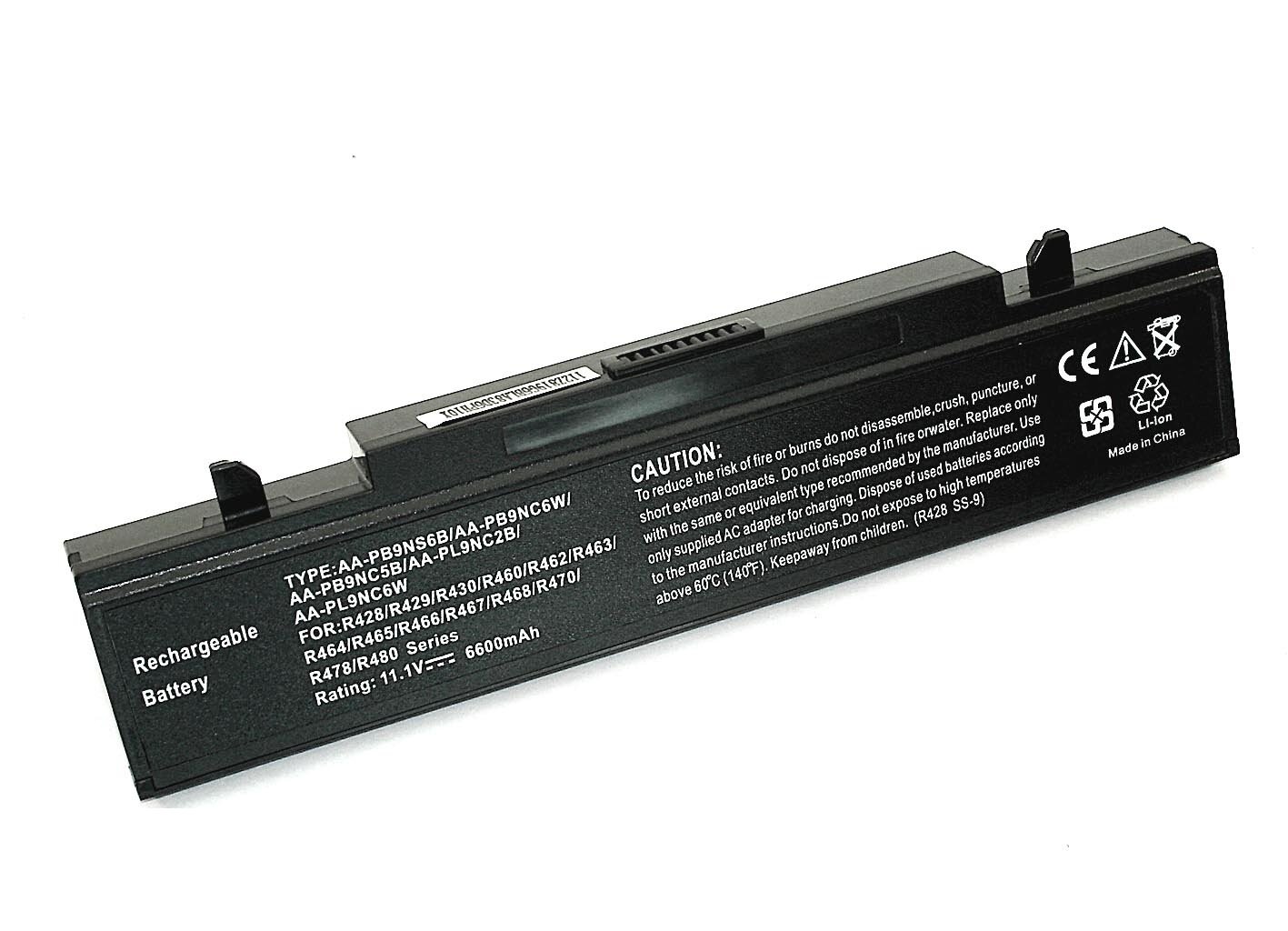 Аккумулятор для ноутбука усиленный Samsung R425 R430 R458 R467 R468 R470 R478 R480 R505 R507 Series. 11.1V 6600mAh PN: AA-PB9NS6W PB9NC5B
