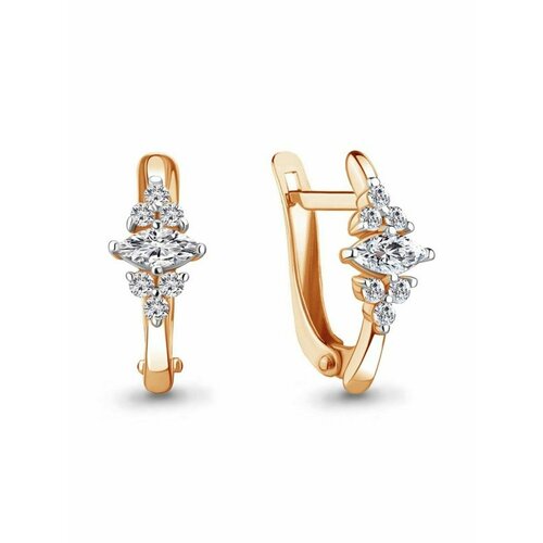 фото Серьги gold center, красное золото, 375 проба, фианит, , золотистый