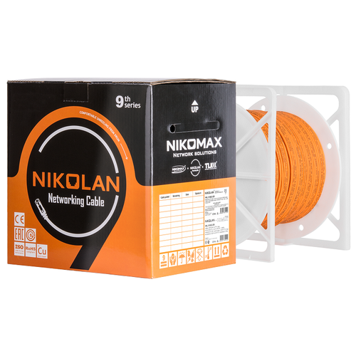 Кабель витая пара Nikomax Nikolan NKL 9100C-OR U/UTP Cat.5e 24AWG одножильн. медь (оранжевый) (305м)