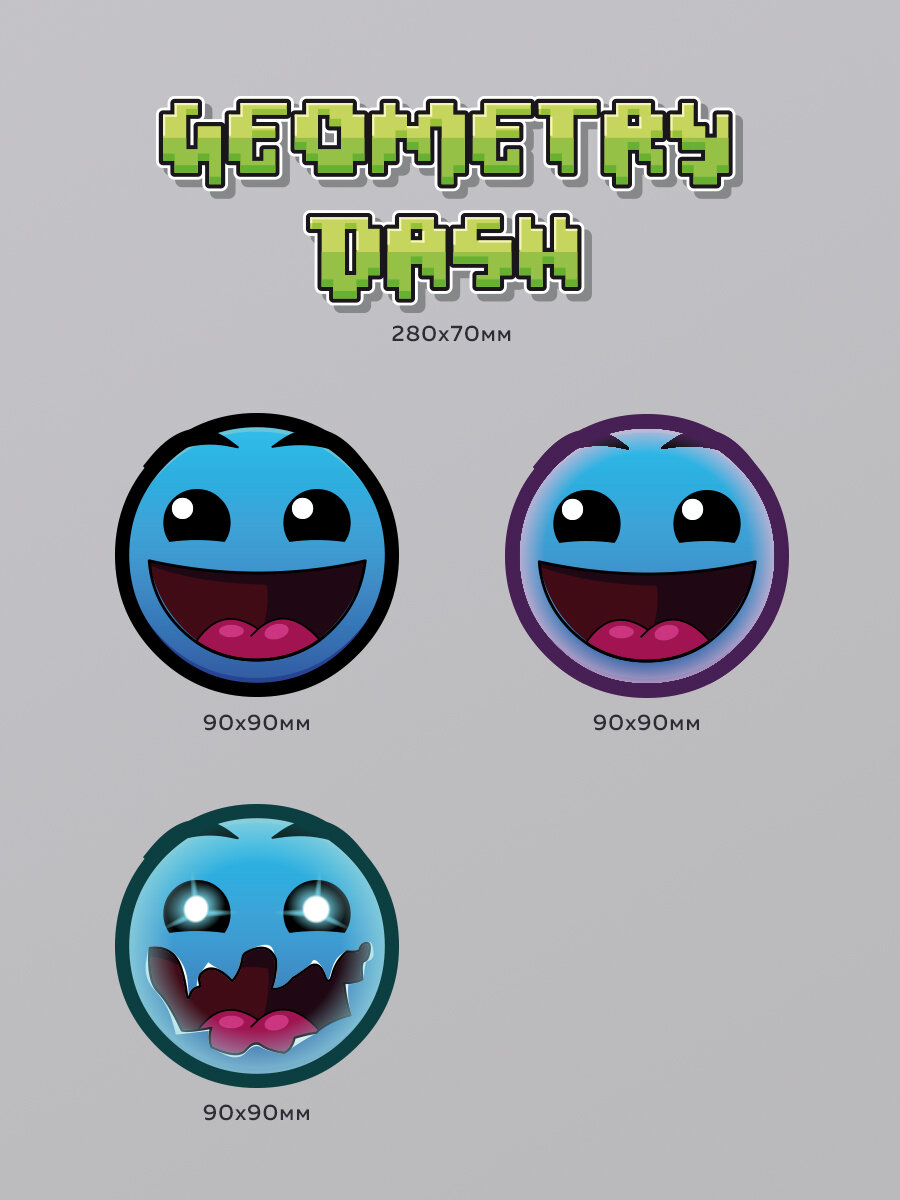 Набор трансферов "Geometry Dash" переводные наклейки на одежду, 3 шт — фото 1