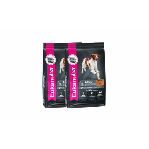 Eukanuba Сухой корм Для взрослых собак средних пород с курицей 3 кг х 2 шт.