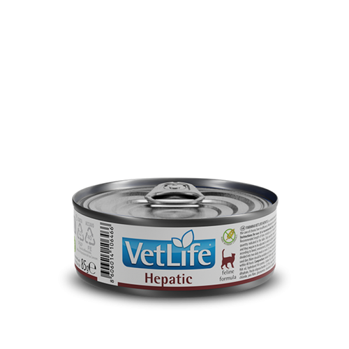 Vet Life Cat Hepatic с курицей диетический влажный корм для кошек при хронической печеночной недостаточности 85гр