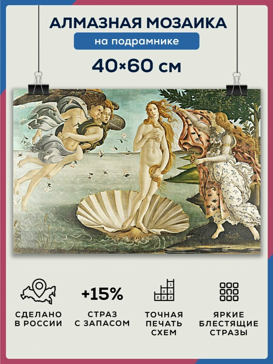 Алмазная мозаика 40x60 Рождение Венеры на подрамнике