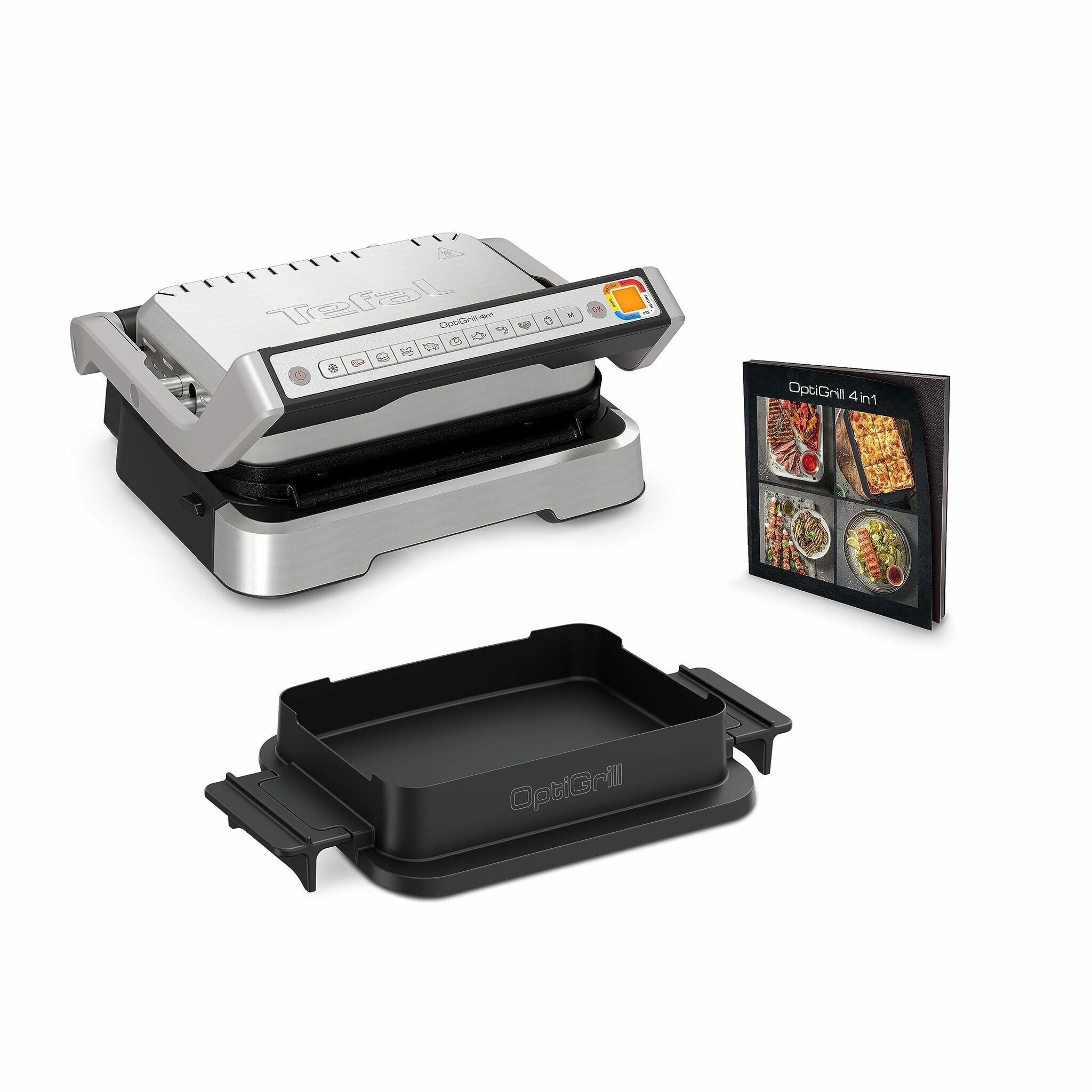 Умный электрогриль Tefal Optigrill 4 в 1 GC774D30 c 9 программами и насадкой для запекания стальной/черный