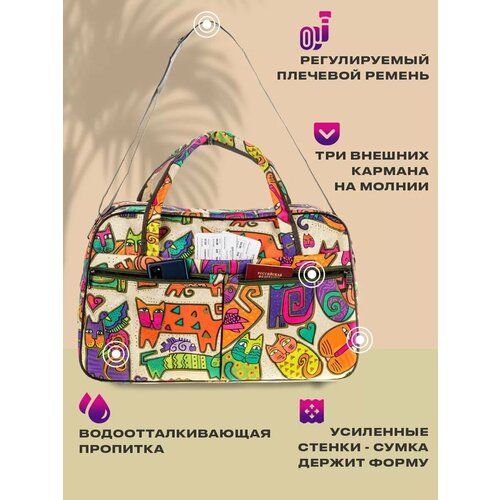 Саквояж BAGZEN 37 л 34х20х54 см ручная кладь разноцветный 2015₽