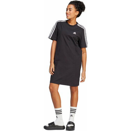 фото Платье adidas essentials 3-stripes single jersey boyfriend tee dress w, размер xs int, черный