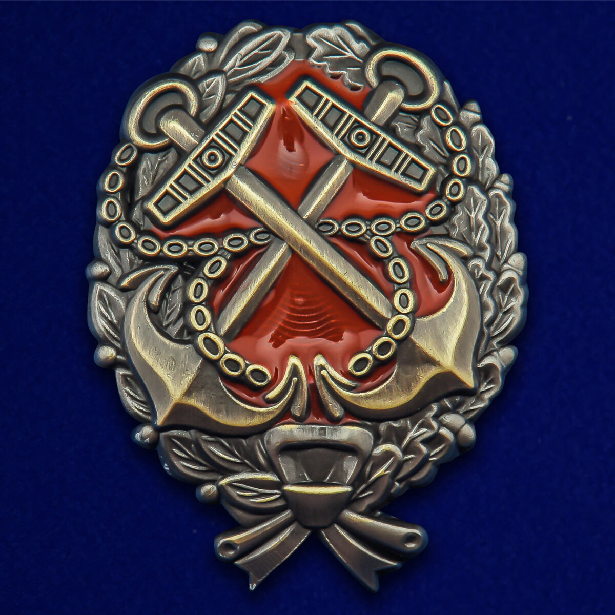 Нагрудный знак Красного командира РККФ (1917-1918), муляж, латунь, размер 3,1х4,3см