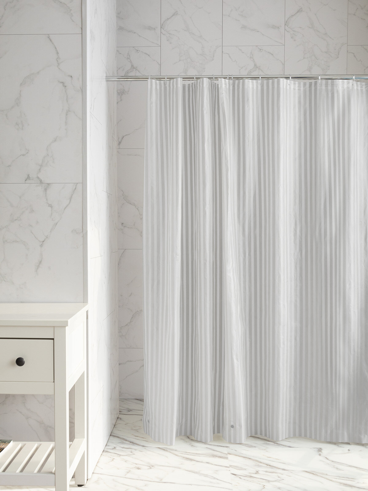 Шторка для ванны DeNASTIA "mat stripe", PEVA, серая, 200х180см — фото 1