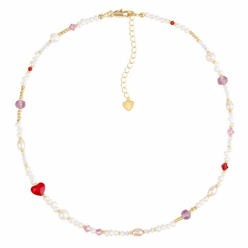 Чокер Oh Mary Did, кристаллы Swarovski, жемчуг пресноводный культивированный, длина 37 см, золотистый