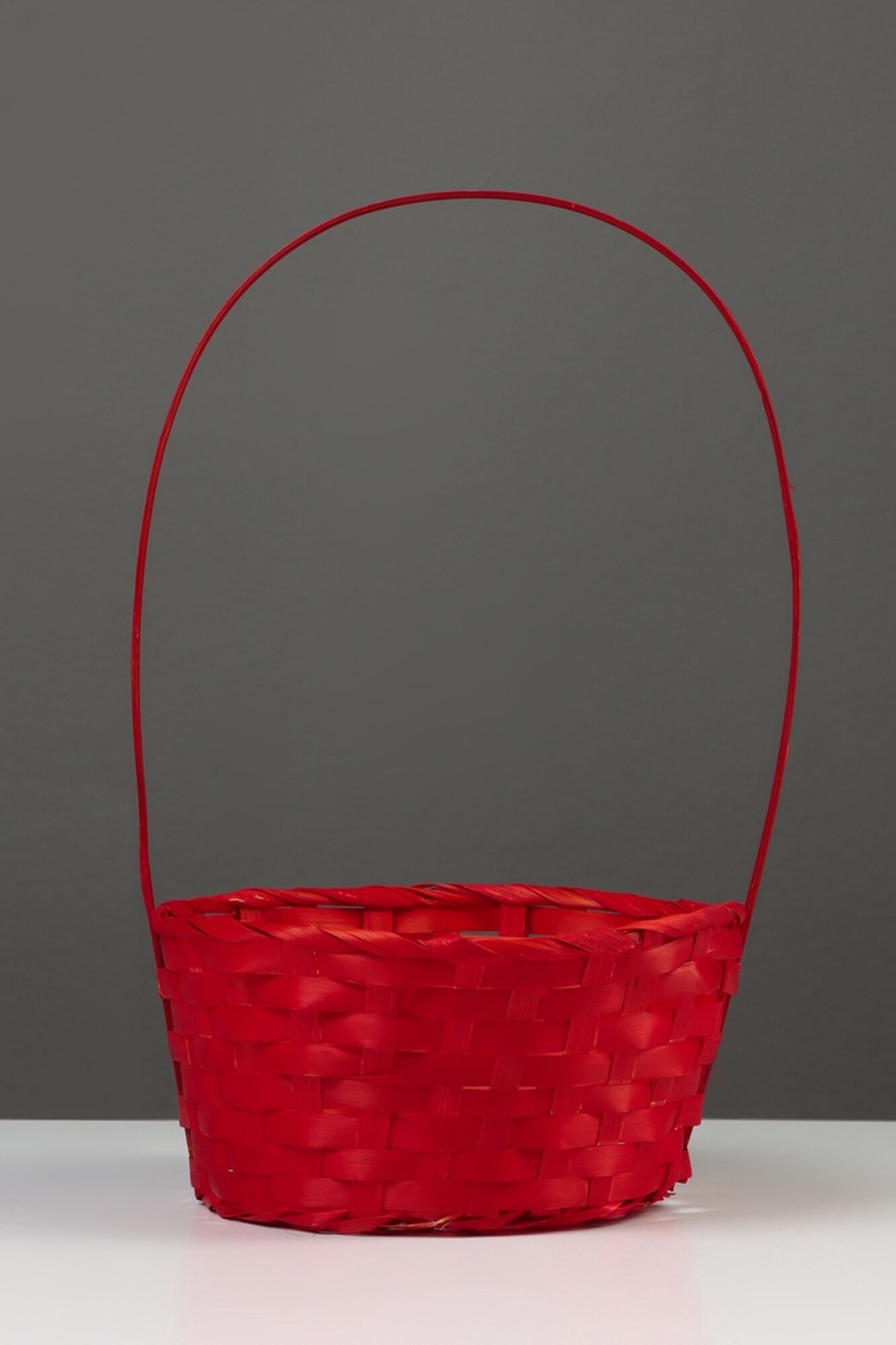 Корзина плетёная 20×20×9 см ручка h=25 см бамбук красная