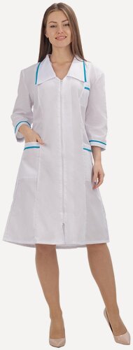 Изображение товара Халат женский медицинский "Амелия", ткань тиси, цвет белый, размер 68/70