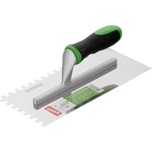 Гладилка зубчатая Wenzo 280х130 мм зуб 8х8 мм с эргономичной ручкой гладилка стальная с пластиковой ручкой 280х130 мм зубчатая зуб 8х8 мм 05138