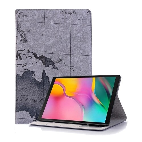 фото Чехол-футляр mypads для huawei matepad pro 5g lte 10.8 с трансформацией в мульти-подставку тематика карта мира кожаный серый