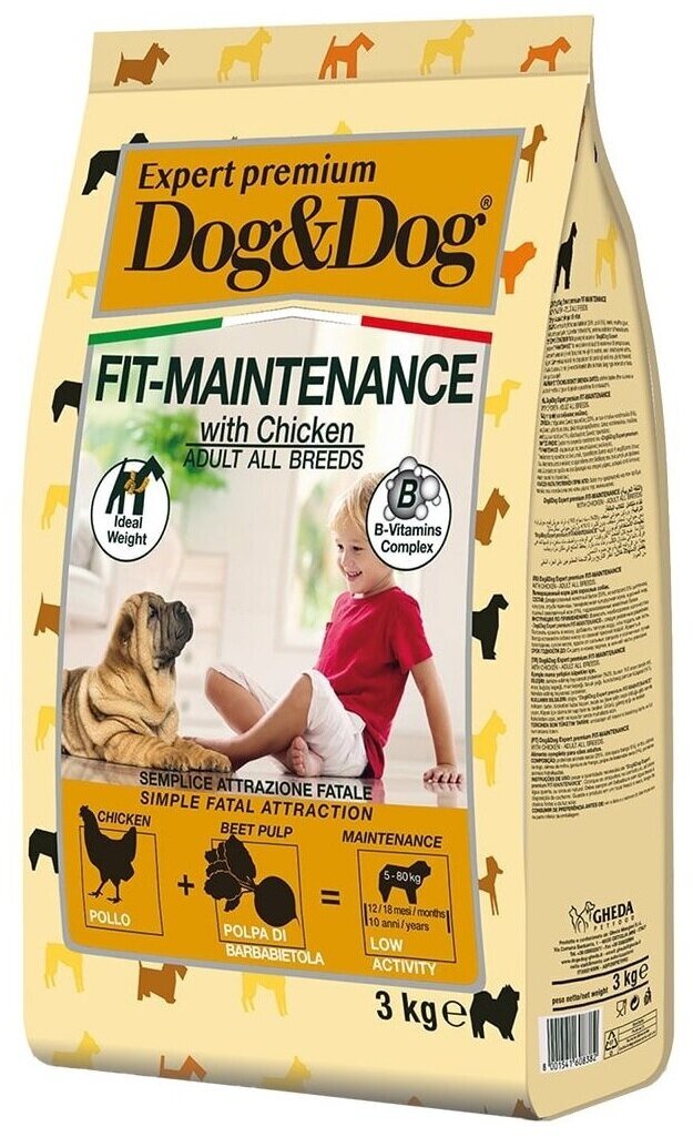 Корм Dog&Dog Expert Premium Fit-Maintenance для взрослых для контроля веса собак с курицей 3 кг