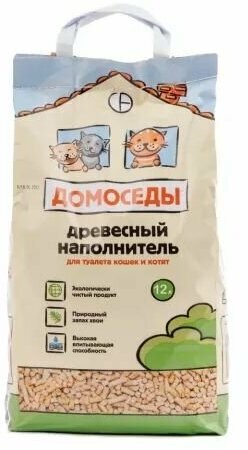 Домоседы Наполнитель для кошачьего туалета древесный 12л/5кг - фото №1