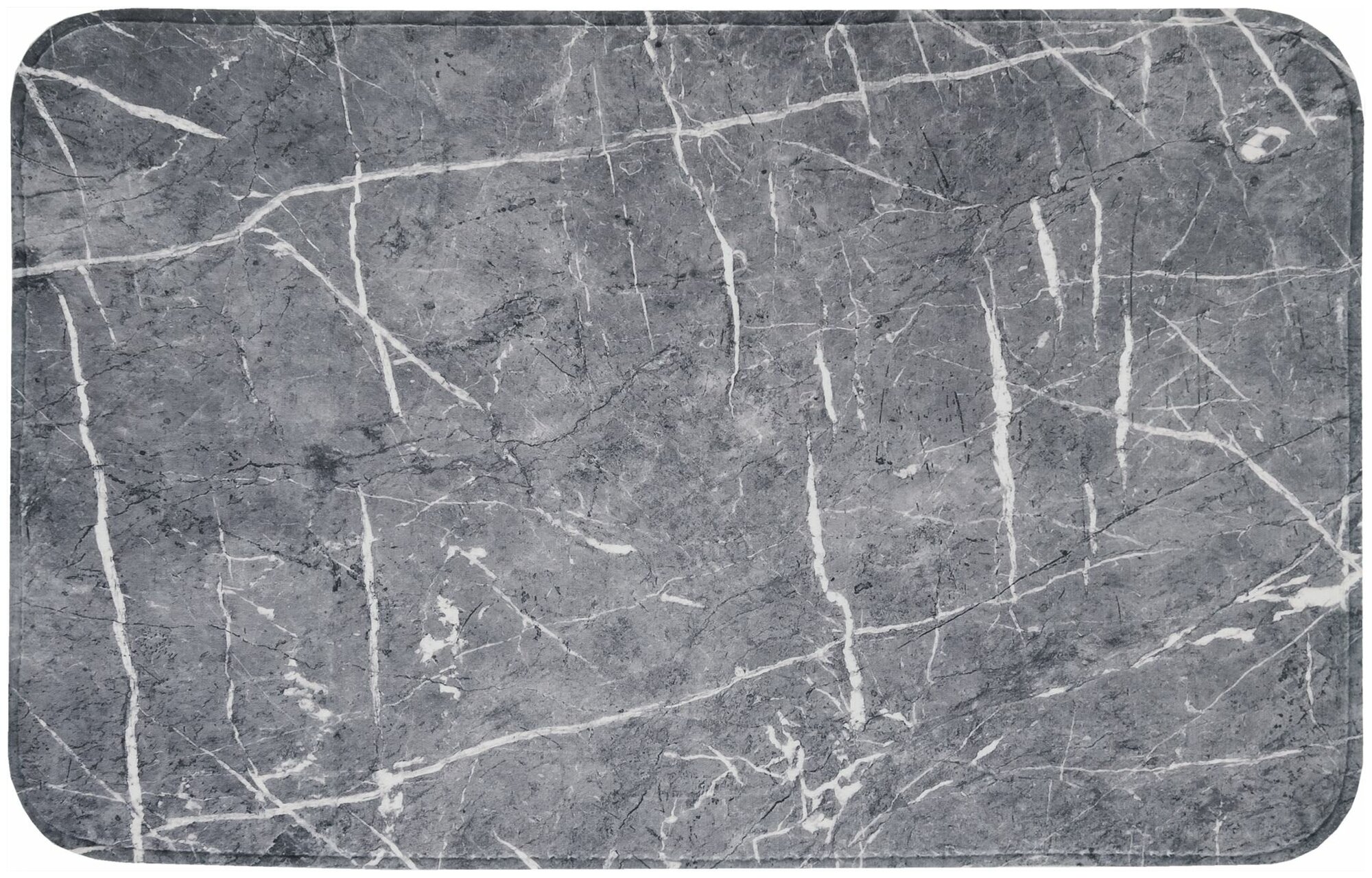 Коврик для ванной комнаты Marble 80x50 см цвет тёмно-серый