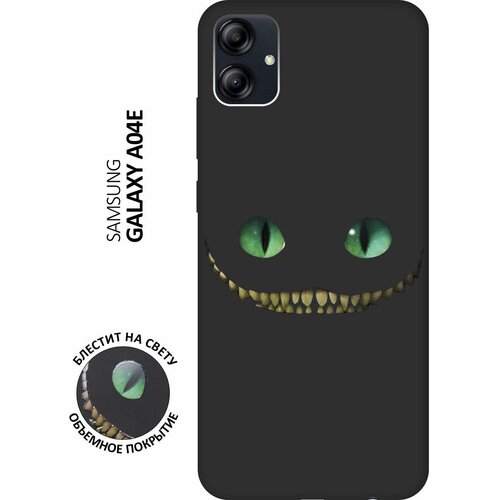Матовый Soft Touch силиконовый чехол на Samsung Galaxy A04e / Самсунг А04е с 3D принтом Cheshire Cat черный матовый soft touch силиконовый чехол на samsung galaxy note 5 самсунг ноут 5 с 3d принтом cheshire cat черный