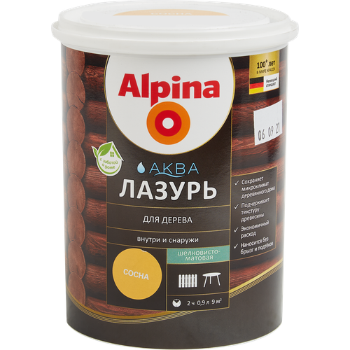 Лазурь Alpina акриловая сосна 0.9 л тонирующая акриловая лазурь feidal holzlasur цветная орех